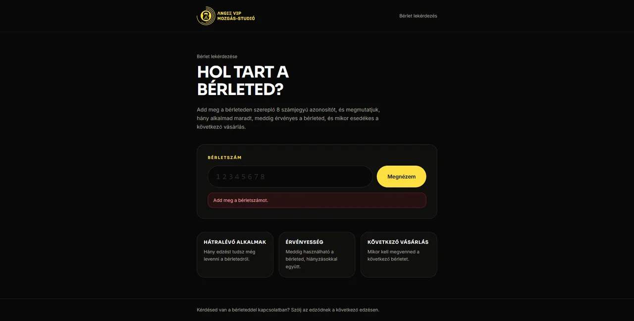 Bérletkezelő weboldal