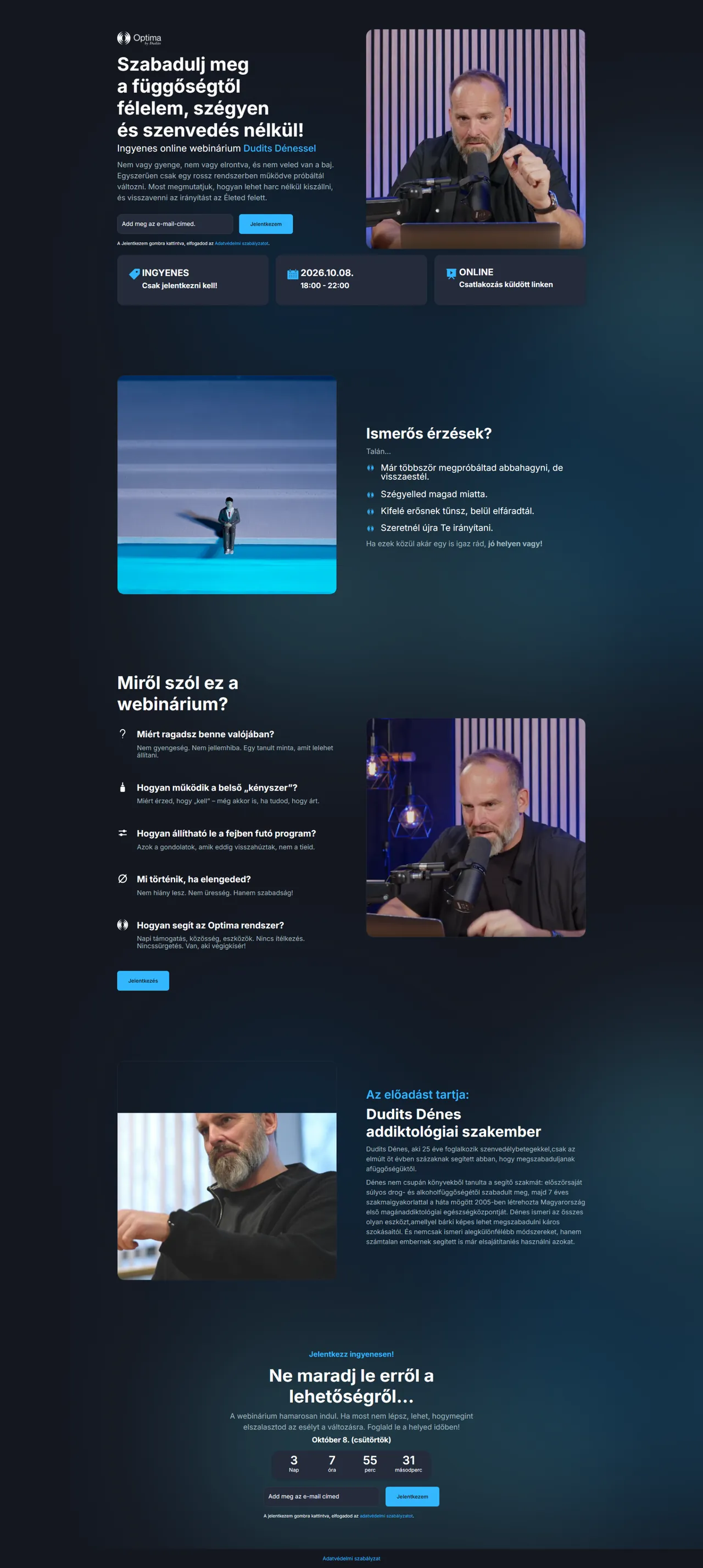 Optima Webinar weboldal